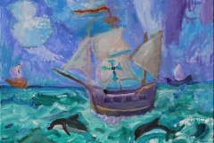 Albert-Roytburd-8y.o.-Journey-of-Columbus.-Acrylic-on-canvas-16x20-in